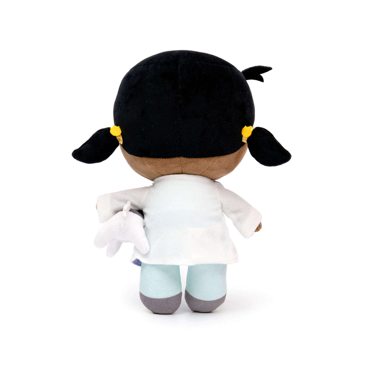 Venus Vet plush back view with veterinary equipment - playful career doll promoting kindness to animals