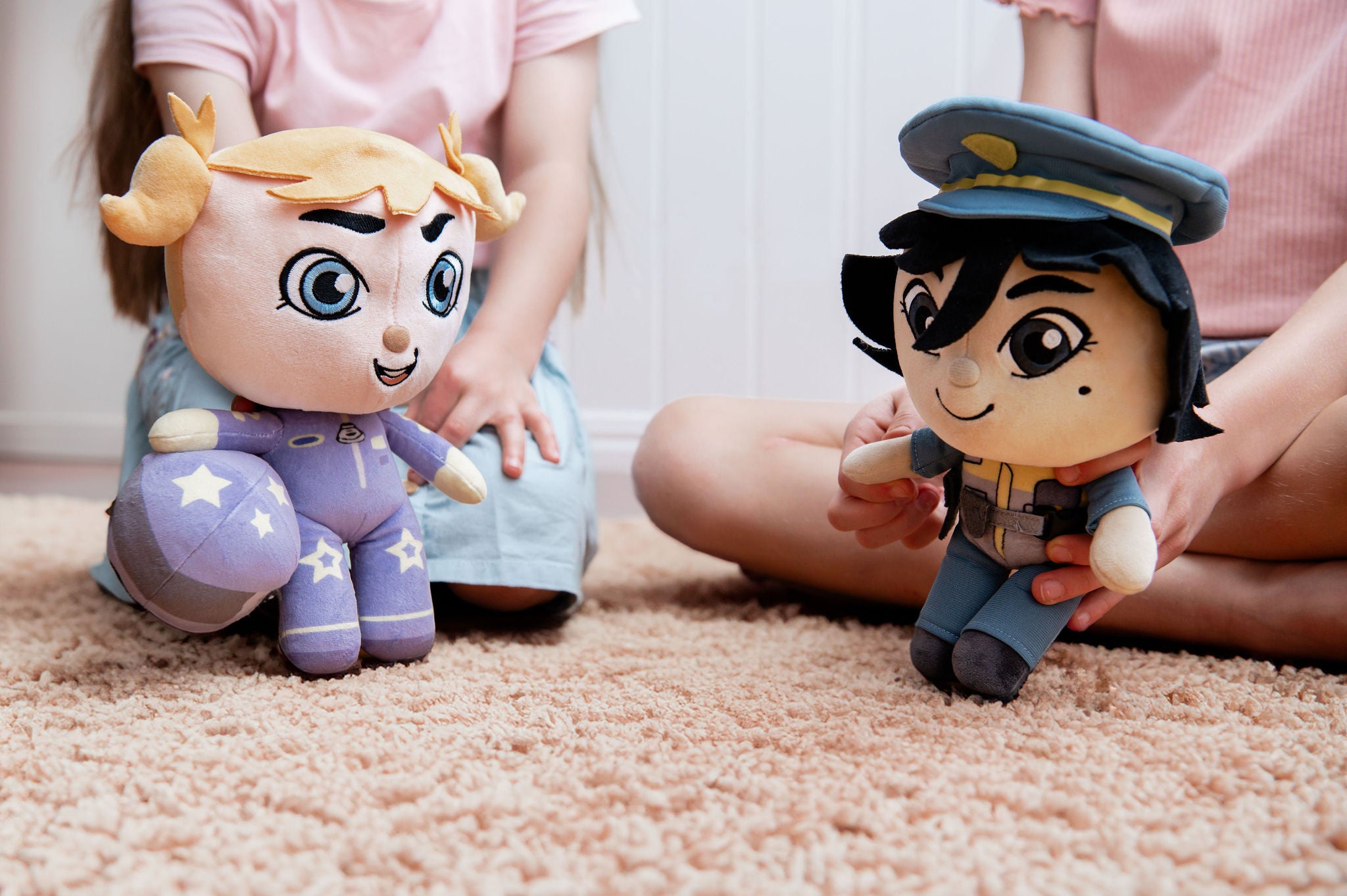 Pippa Police Officer and Rosie Racer plushies together - Australian career dolls collection
